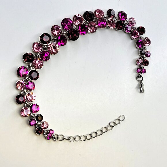 Purple and Pink Crystal Rhinestone STATEMENT Bracelet - Picture 2 of 8